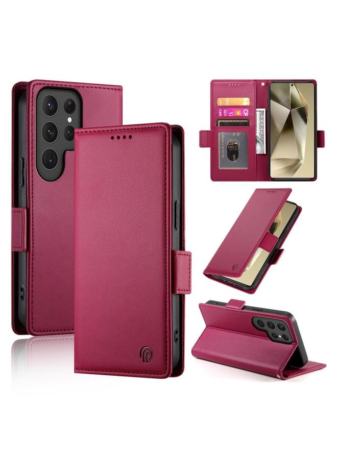 S-TOP Case For Samsung Galaxy S25 Ultra 5G Side Buckle Magnetic Frosted Leather Phone Case - Image 1