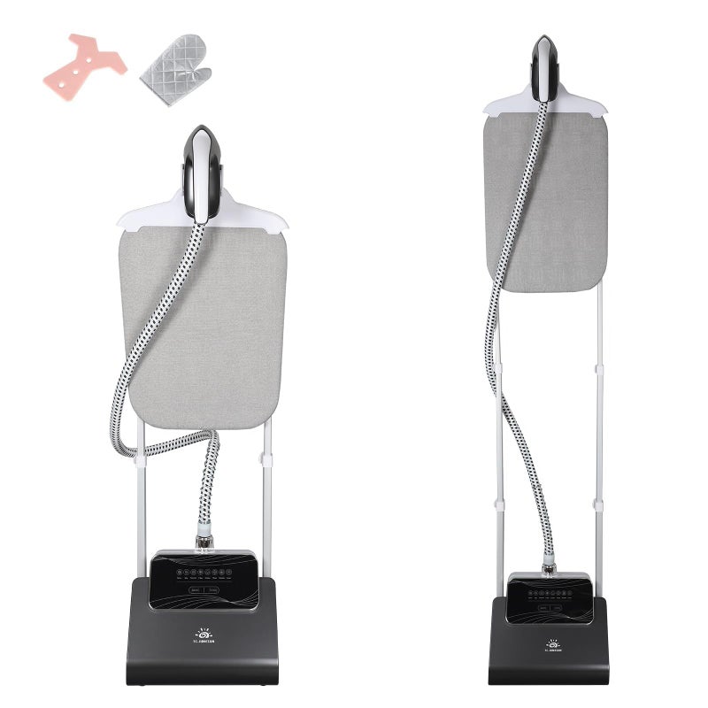 TC-JUNESUN 1500W Standing Clothes Steamer with Adjustable Ironing Board 90 Min Steam Time 8 Steam Levels 25L Tank  Professional Garment Steamerblack 