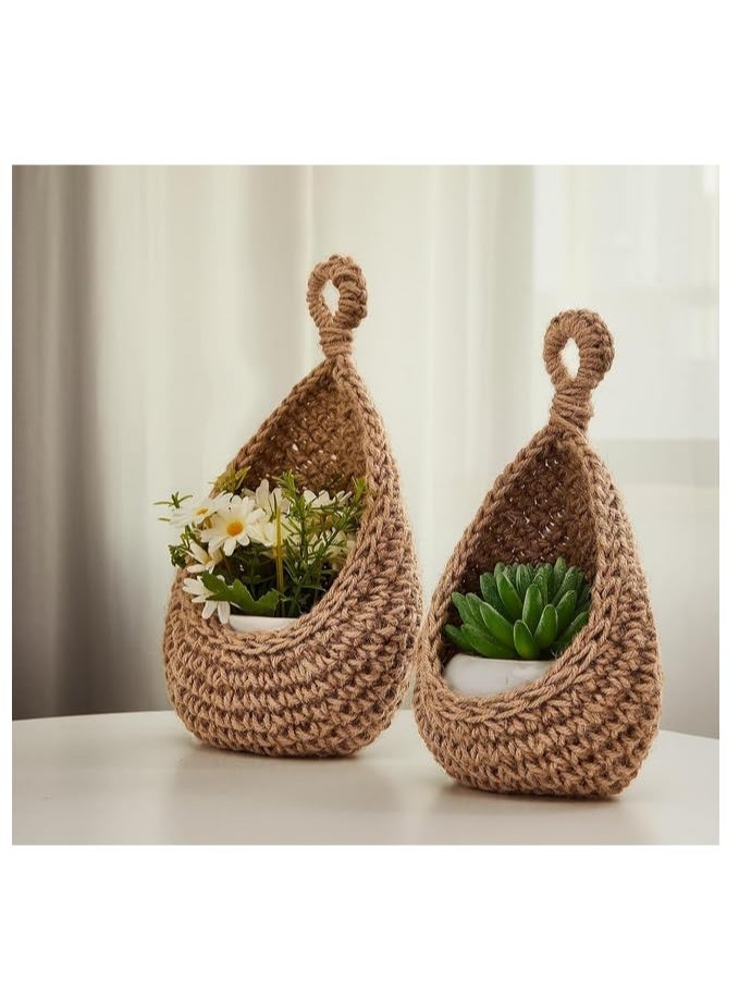 3Pcs Boho Wall Hanging Fruit Baskets for Kitchen Woven Vegetable Storage Basket with Strong Hooks for Potato Onion Tomato Teardrop Home Organizing - Image 3