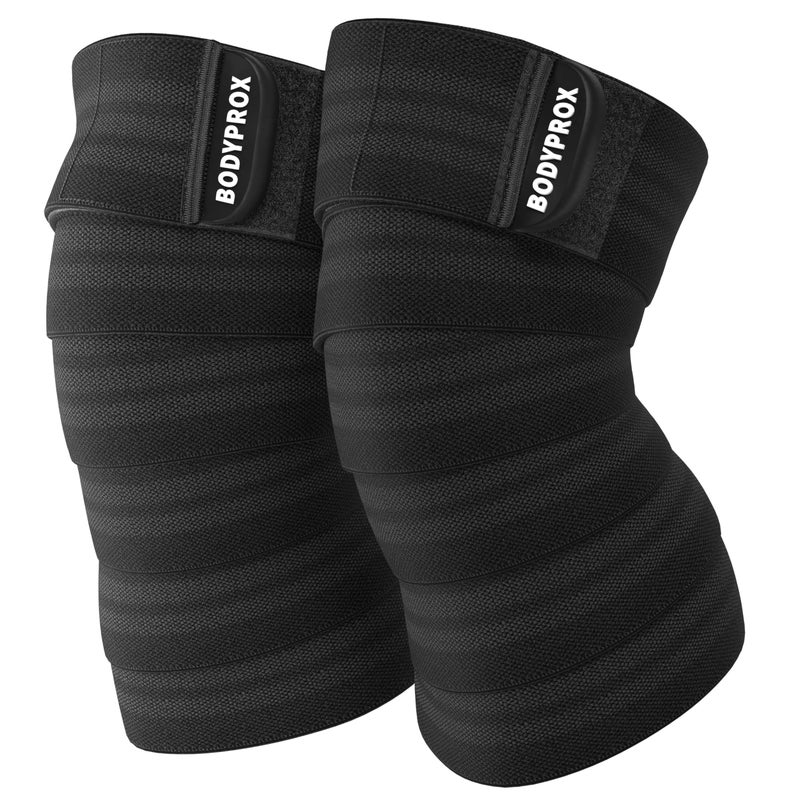 Bodyprox Knee Wrap 2 Pack for Squats, Weightlifting, Powerlifting, Leg Press, and Cross Training, Knee Support for Men and Women - Image 1