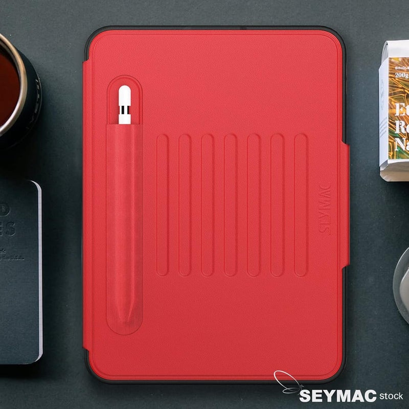SEYMAC stock حافظة SEYMAC المخزنة لجهاز iPad (A16) الجيل الحادي عشر/العاشر 11 بوصة/10.9 بوصة، حافظة مغناطيسية قوية مقاومة للصدمات مع حامل متعدد الزوايا ممتص، حامل قلم، فتحة بطاقة (أحمر) - Image 5