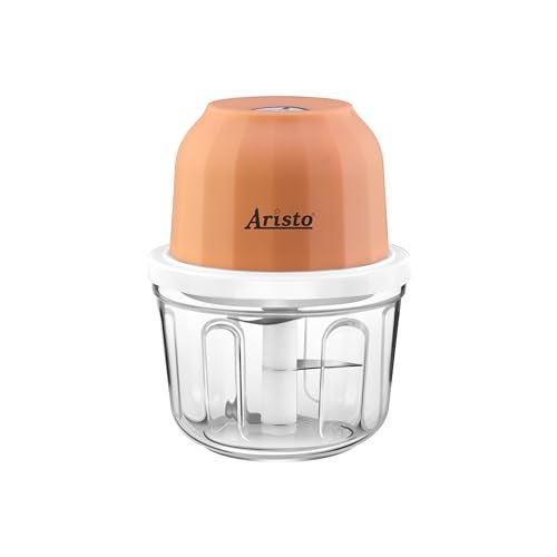 Aristo Rechargeable Wireless Electric Cordless Chopper, Stainless Steel Blades, One Touch Operation, 10 Seconds Chopping, Mincing Vegetable, Meat - 350 ML, 30 Watts, Pink - Image 1