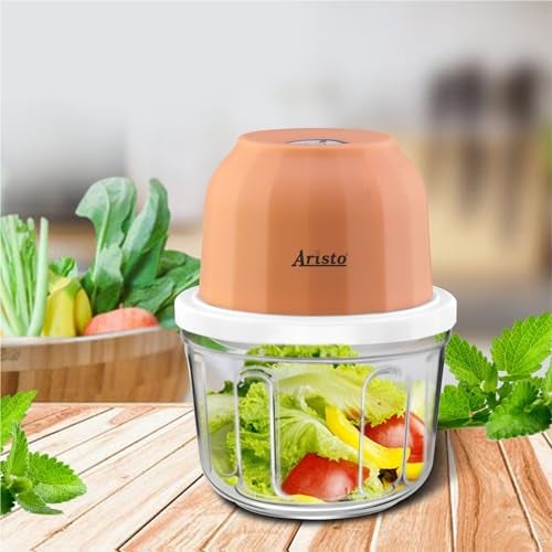 Aristo Rechargeable Wireless Electric Cordless Chopper, Stainless Steel Blades, One Touch Operation, 10 Seconds Chopping, Mincing Vegetable, Meat - 350 ML, 30 Watts, Pink - Image 2