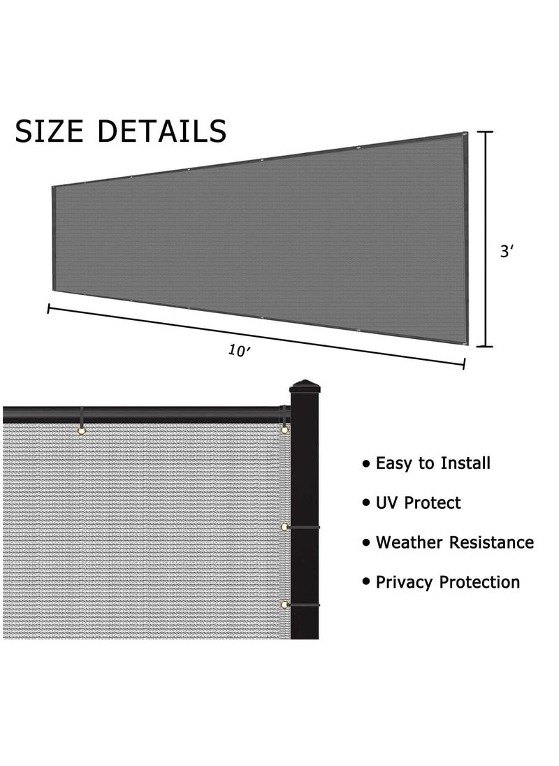 Excefore - 3'x10' Balcony Privacy Screen Fence Windscreen Cover Fabric Shade Netting Mesh Cloth with Grommets UV Protection for Patio, Backyard, Porch, Railing Shield 90%(Grey White Stripe) - Image 1