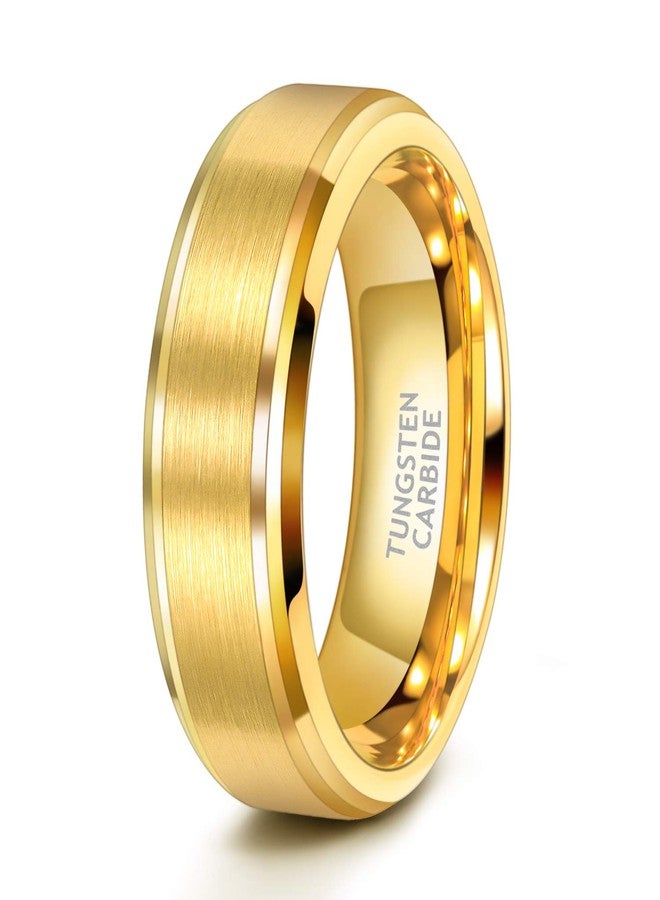 TRUMIUM 8mm Tungsten Wedding Band Men Women 24K Gold Plated Tungsten Carbide Ring Size 11 - Image 1