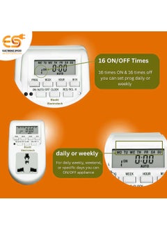 Electronicspices Electronic Spices 220V240V 10A Digital LCD Timer Socket Switch Multifunctional Plug Pack of 1  - Image 4