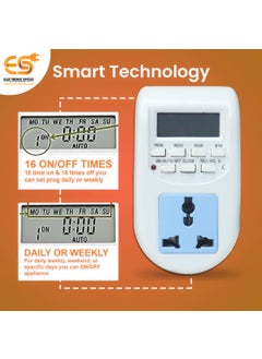 Electronicspices Electronic Spices 220V240V 10A Digital LCD Timer Socket Switch Multifunctional Plug Pack of 1  - Image 2