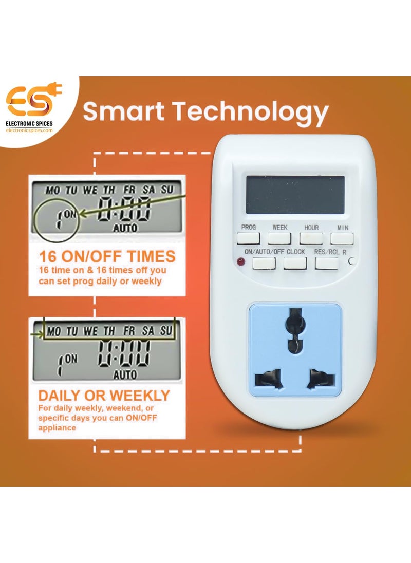Electronicspices - Electronic Spices 220V240V 10A Digital LCD Timer Socket Switch Multifunctional Plug Pack of 1 - Image 1
