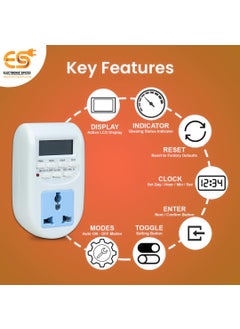 Electronicspices Electronic Spices 220V240V 10A Digital LCD Timer Socket Switch Multifunctional Plug Pack of 1  - Image 5