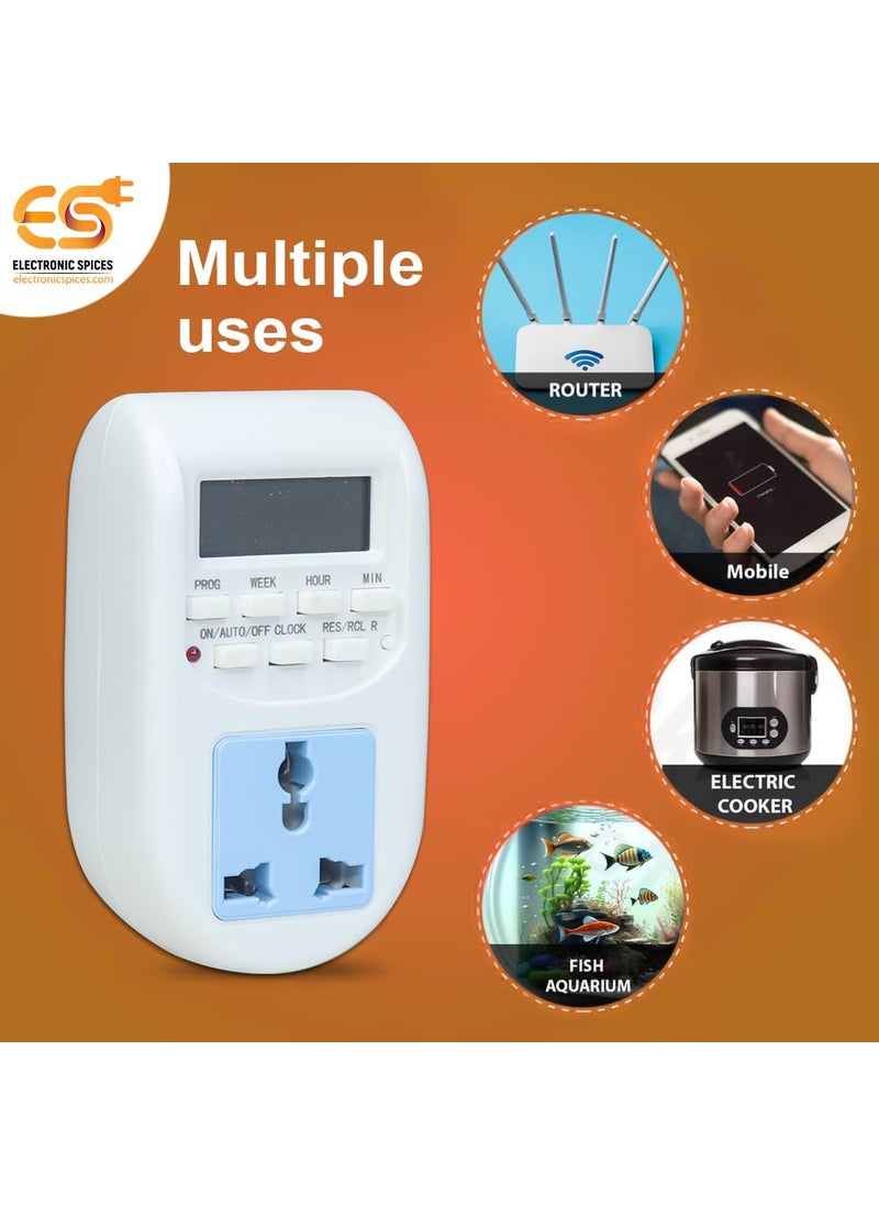 Electronicspices - Electronic Spices 220V240V 10A Digital LCD Timer Socket Switch Multifunctional Plug Pack of 1 - Image 1