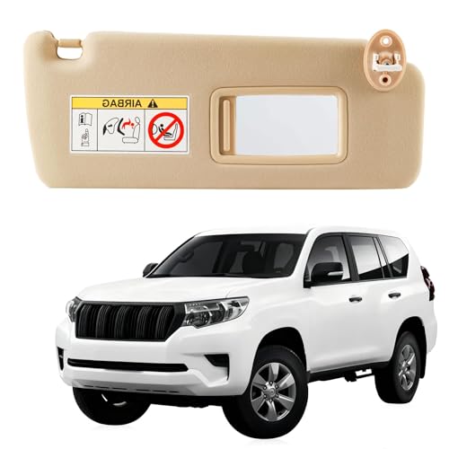 YZQPNB Sun Visor Compatible with 2009-2023 Toyota Land Cruiser Prado KDJ155/KDJ150 2010-2023 Lexus GX460 with Makeup Mirror Front Right Passenger Side Replaces 74310-0G030-A0(Beige) - Image 1