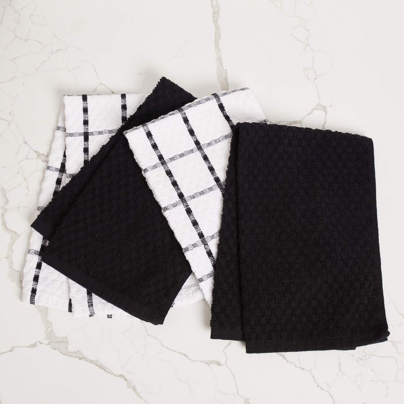 Living Fashions Kitchen Towels - Dish Towels and Dish Cloths - Hand Towel and Dishcloths Sets - 100% Soft Ring Spun Combed Cotton - Great for Cooking in Kitchen or Household Cleaning - Size 15"" x 25"" (Black  24)  - Image 4