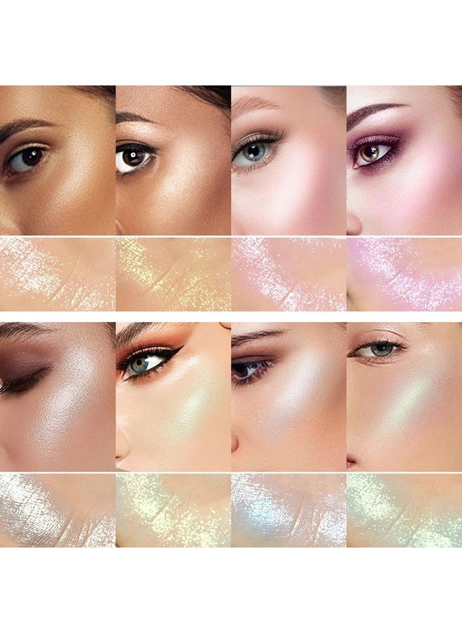 Sumeitang Dazzling Diamond Shimmer Glitter Highlighter Palette 8 Colors Iridescent Shades Iluminadores De Maquillaje Highlight Powder For Brighten Face Cheeks And Eyes Makeup Multichrome  - Image 3