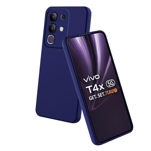 Casotec Back Cover for Vivo T4x 5G / Y29 4G / iQOO Z10x 5G | Full Camera Protection | Premium Liquid Silicon Case | Flexible Bumper Case for Vivo T4x 5G / Y29 4G / Y31 Pro 5G/iQOO Z10x 5G (Dark Blue) - Image 1