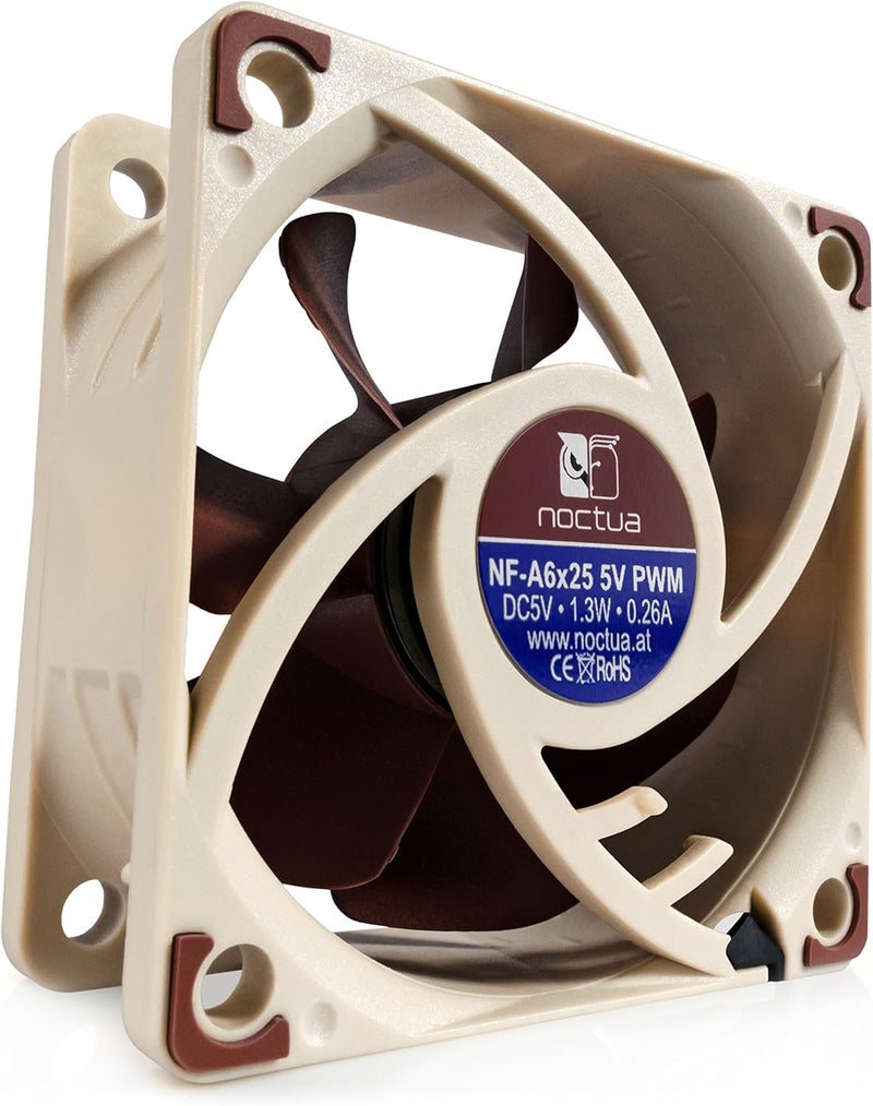 NOCTUA Noctua NFA6x25 5V PWM Premium Quiet Fan 4Pin 5V Version 60mm Brown  - Image 5