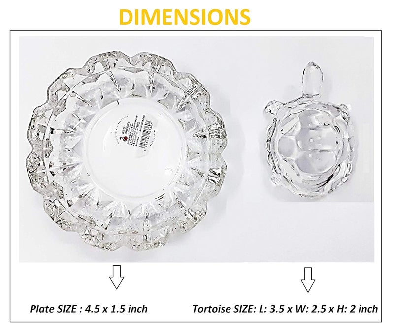 Decoration Homey Decoration Homey Glass Crystal Turtle Tortoise with Plate for Feng Shui and Vastu Transparent 45 x 15 Inch  - Image 2