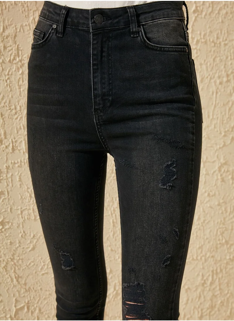 trendyol Distressed High Waist Jeans