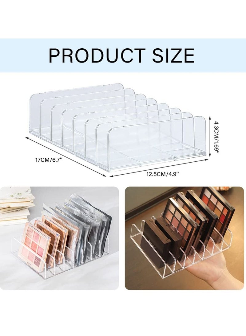 Excefore 2 عبوة من لوحة ظلال العيون منظم مكياج مكون من 7 أقسام مقسمة من الأكريليك لتخزين مستحضرات التجميل وحامل عرض وحامل - Image 2