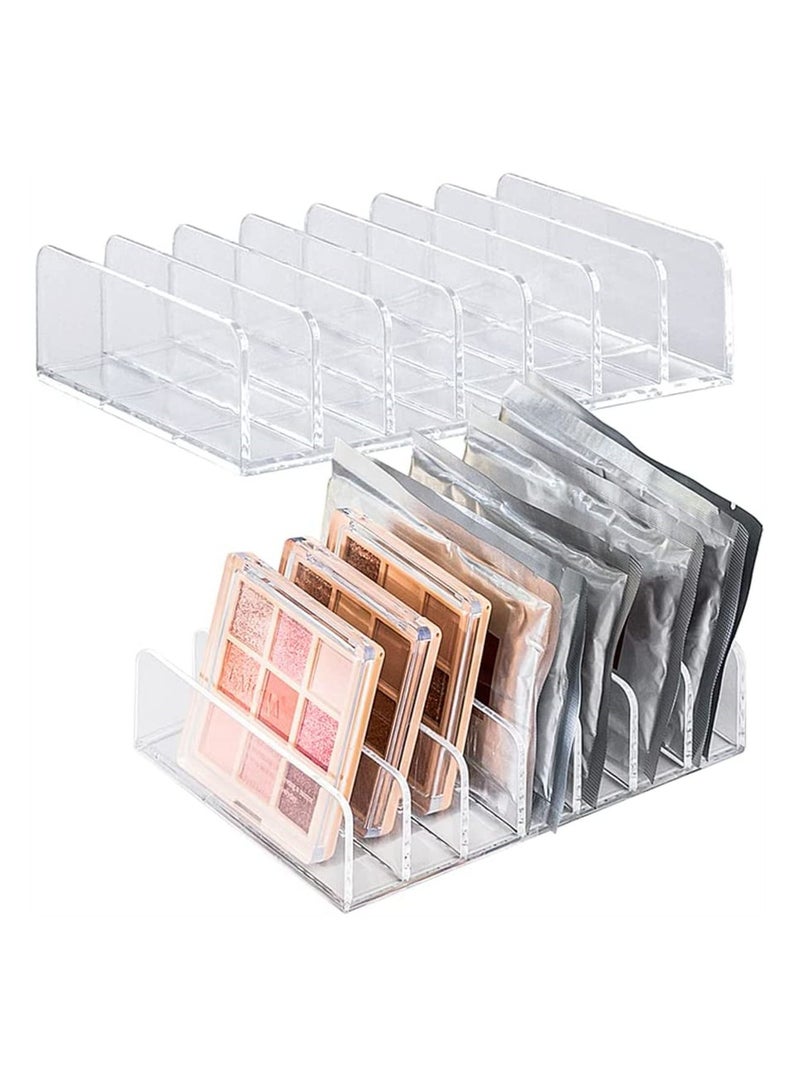 Excefore 2 عبوة من لوحة ظلال العيون منظم مكياج مكون من 7 أقسام مقسمة من الأكريليك لتخزين مستحضرات التجميل وحامل عرض وحامل - Image 1