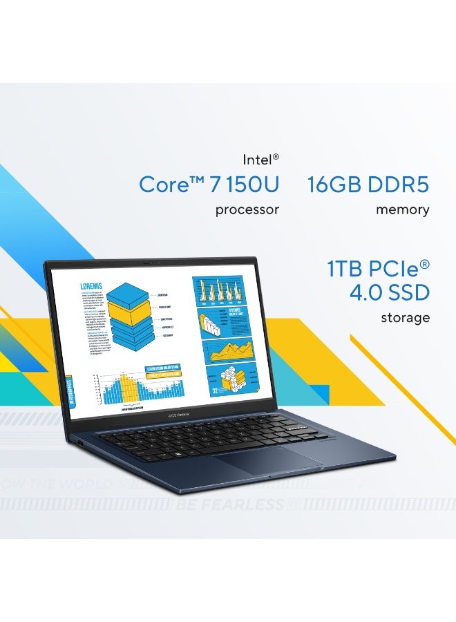 ASUS Vivobook 14 Laptop With 14-Inch Display, Core 7 150U Processor/8GB RAM/1TB SSD/Windows 11 Home/ Arabic Cool Silver - Image 2