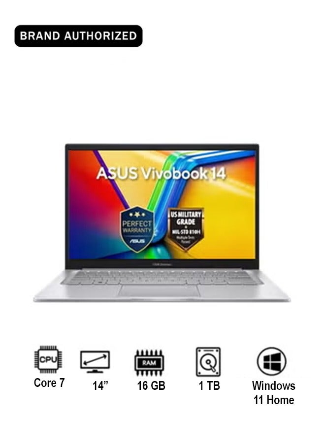 ASUS Vivobook 14 X1404VAP-EB711WL Laptop With 14-Inch Display, Core 7 150U Processor/16GB RAM/1TB SSD/Windows 11 Home/ Arabic Cool Silver - Image 1