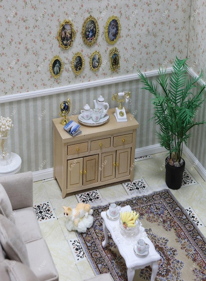 iLAND Dollhouse Furniture Miniature Cabinet for 1:12 Scale Accessories Wooden Dollhouse Kitchen Furniture Doll House Modern Décor Storage Cabinet with Drawers Classic Cupboard for Living Room Bedroom - Image 5