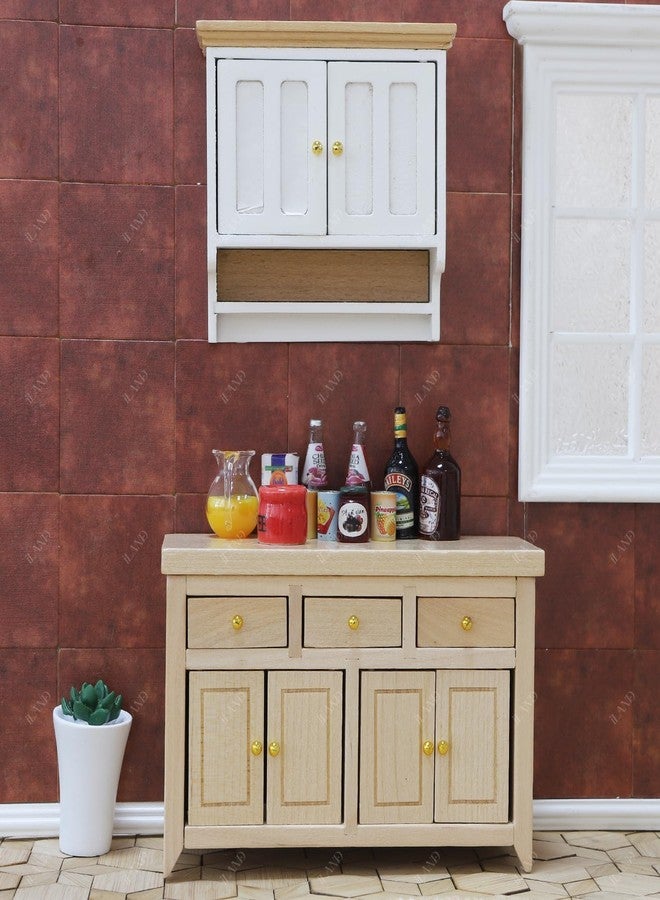 iLAND Dollhouse Furniture Miniature Cabinet for 1:12 Scale Accessories Wooden Dollhouse Kitchen Furniture Doll House Modern Décor Storage Cabinet with Drawers Classic Cupboard for Living Room Bedroom - Image 2
