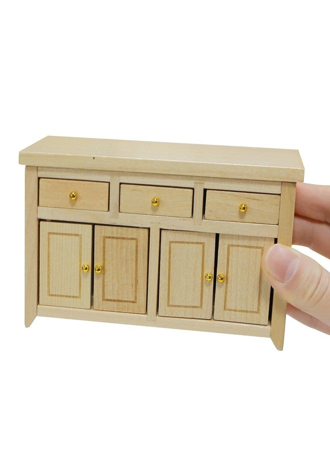 iLAND Dollhouse Furniture Miniature Cabinet for 1:12 Scale Accessories Wooden Dollhouse Kitchen Furniture Doll House Modern Décor Storage Cabinet with Drawers Classic Cupboard for Living Room Bedroom - Image 1