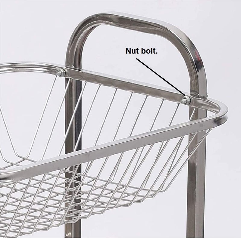 Q13® Stainless Steel Fruit & Vegetable 3 Layer Stand Kitchen Trolley/Organizer - Onion Potato Rack (3 Tier Trolly) - Image 3