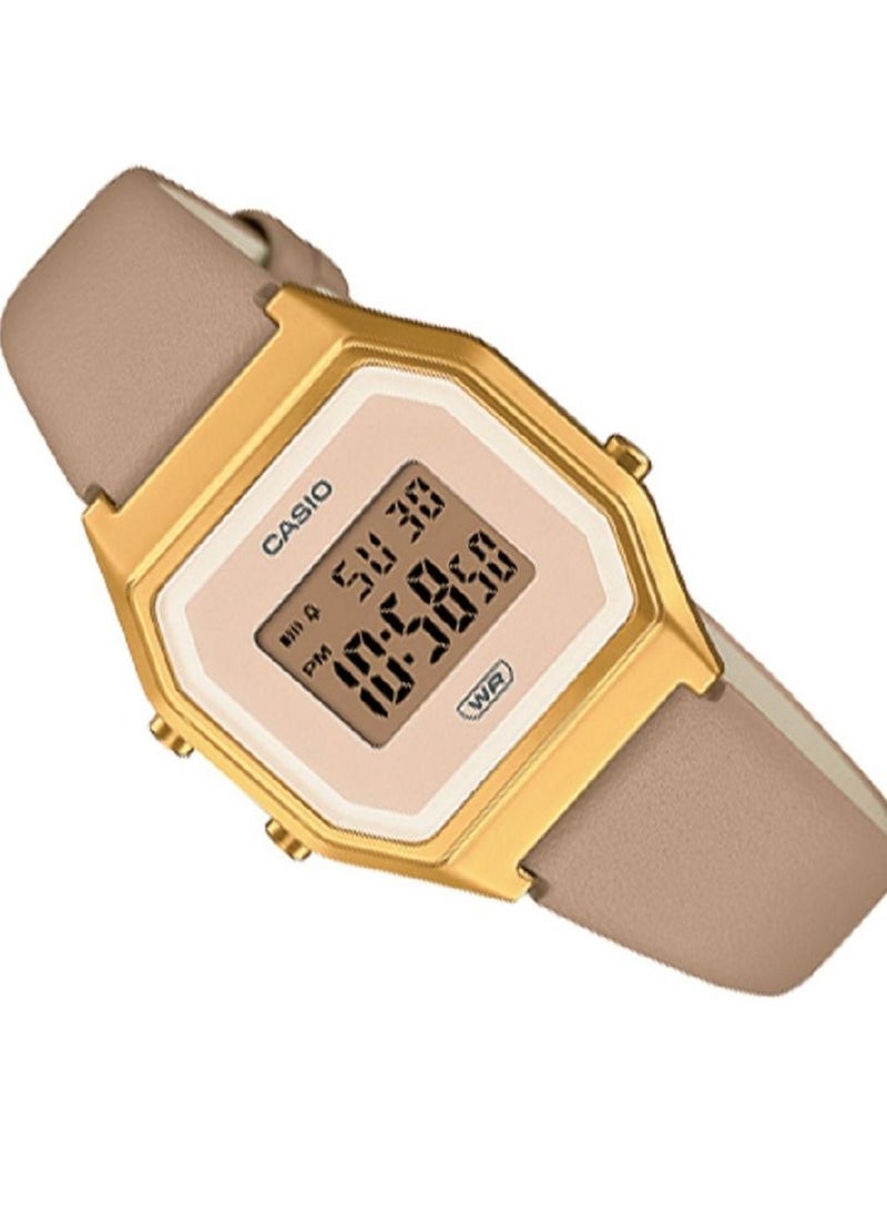 CASIO Casio Women Watch Vintage Digital Gold Dial Genuine Leather Band LA680WEGL-5DF  - Image 3