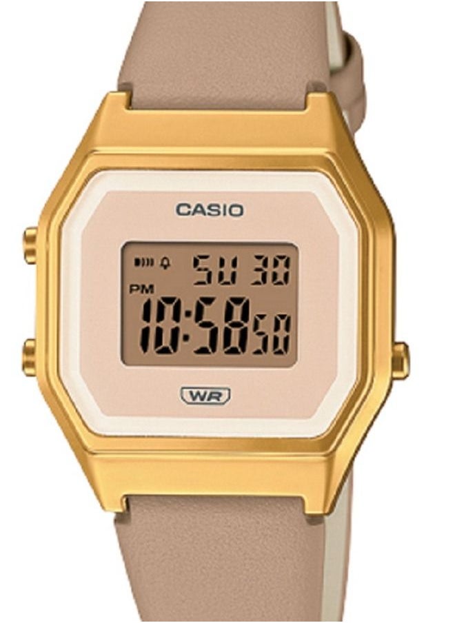 CASIO Casio Women Watch Vintage Digital Gold Dial Genuine Leather Band LA680WEGL-5DF  - Image 4