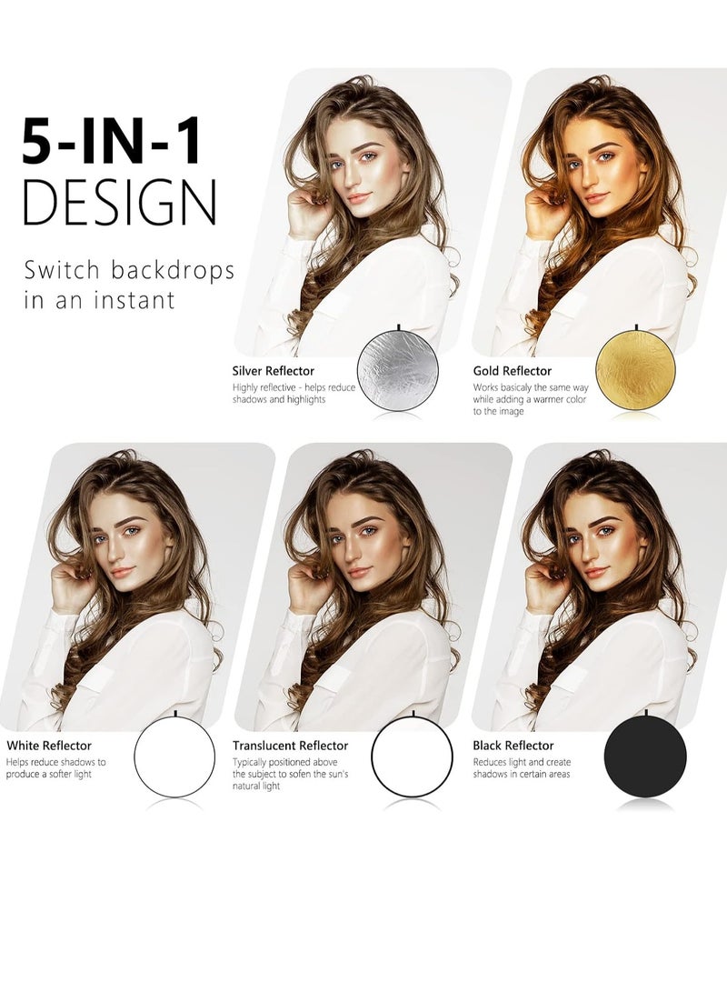 5 in 1 Collapsible Light Diffuser with Bag Translucent, Silver, Gold, White and Black for Photo Studio and Outdoor Lighting - Image 3