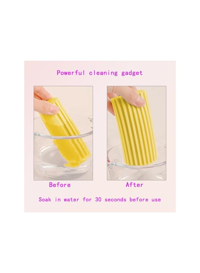 erorex Damp Clean Duster Sponge, 2 Pack Magic Cleaning Sponge for Blinds, Glass, Baseboards - Efficient Baseboard Cleaner Tool, Radiator and Window Track Grooves Cleaner - Yellow - Image 5