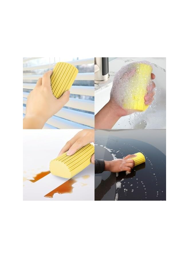 erorex Damp Clean Duster Sponge, 2 Pack Magic Cleaning Sponge for Blinds, Glass, Baseboards - Efficient Baseboard Cleaner Tool, Radiator and Window Track Grooves Cleaner - Yellow - Image 2
