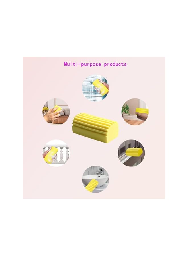 erorex Damp Clean Duster Sponge, 2 Pack Magic Cleaning Sponge for Blinds, Glass, Baseboards - Efficient Baseboard Cleaner Tool, Radiator and Window Track Grooves Cleaner - Yellow - Image 4