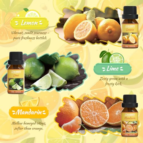 Salubrito Citrus Essential Oils Set for Diffuser, Fragrance Oil | Sweet Orange, Bergamot, Lemon, Grapefruit, Mandarin Orange, Lime Scented Oil for Soap Making, Candle Making - Image 3
