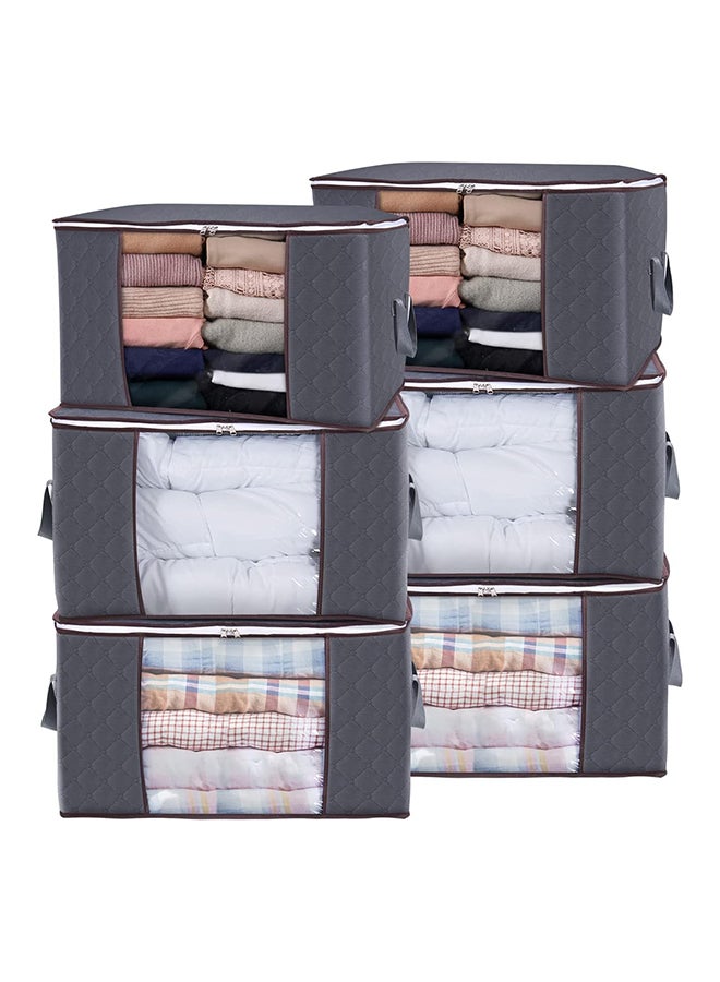 منظم تخزين الملابس بمقبض معزز ونافذة شفافة (عبوة من 6 قطع 90 لتر ) - 6