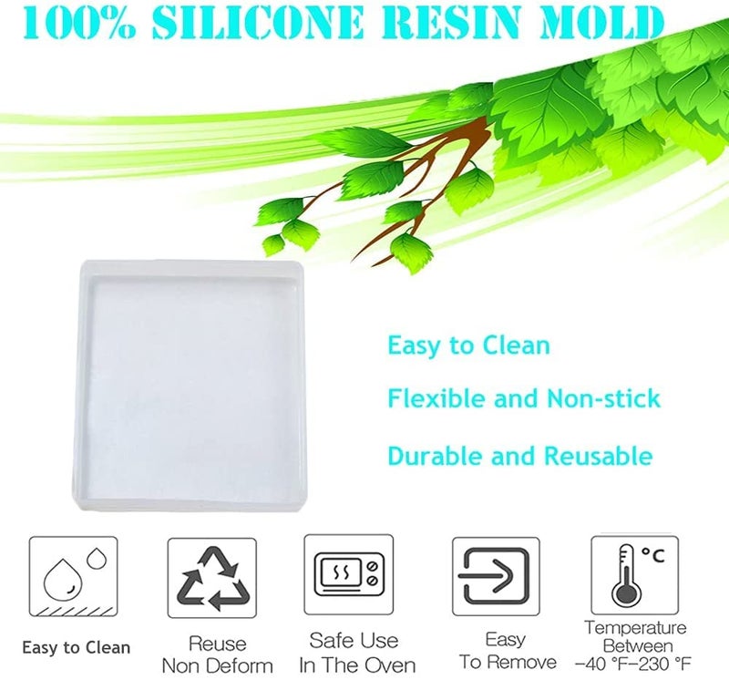 URBAN BOX 4" Square 5MM Deep Tea Coaster Molds for Epoxy Resin Silicone Moulds, Casting Mold for Making Coasters, DIY Artwork, Home Decor - Pack of 1 - Image 2