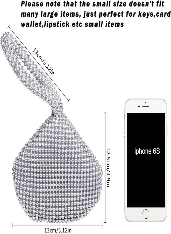 Hysagtek Evening Bag Clutch Purses for Women, Silver Purse Vintage Elegant Triangle Purse, Mini Rhinestone Clutch for Prom Cocktail Party Wedding Engagement - Image 2