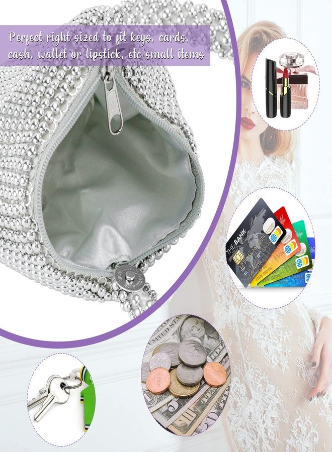Hysagtek Evening Bag Clutch Purses for Women, Silver Purse Vintage Elegant Triangle Purse, Mini Rhinestone Clutch for Prom Cocktail Party Wedding Engagement - Image 3