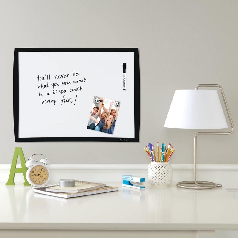 Quartet Magnetic Whiteboard 17 x 23 Small White Board for Wall Dry Erase Board for Kids Perfect for Home Office  Home School Supplies 1 Mini Dry Erase Marker 2 Magnets Black Frame 34608BK - Image 2