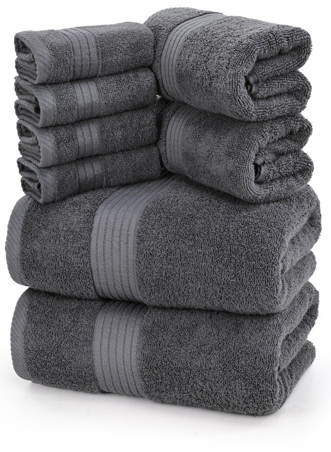 Utopia Towels 8 Piece Premium Towel Set, 2 Bath, 2 Hand, and 4 Washcloths, 100% Ring Spun Cotton, Highly Absorbent Towels for Bathroom, Sports, and Hotel, Grey - Image 1