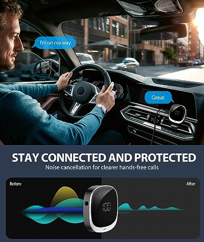 COMSOON AUX Bluetooth Adapter for Car, [LED Screen] Bluetooth 5.3 Receiver for Speaker/Home Stereo/Wired Headphones, 3.5mm Wireless Audio Receiver for Hands-Free Call/Music, Dual Connection - Image 4
