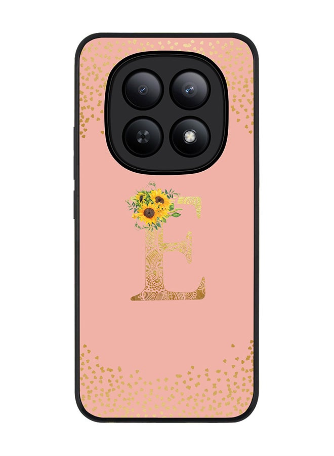 For Xiaomi Redmi Note 15 5G / Poco M8 Case,Slim fit Camera Protection, Shockproof Thin Phone cover  - Custom Floral Monogram - E  (Rose Pink )