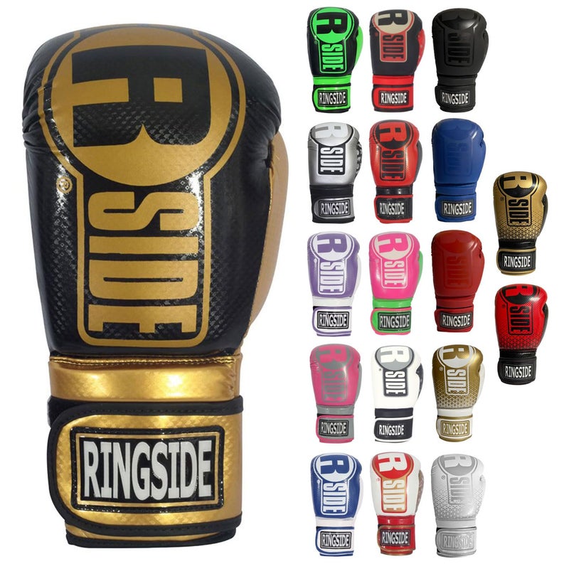 Ringside Apex Bag Gloves IMFTech Boxing Gloves with Secure Wrist Support Synthetic Boxing Gloves for Men and Women Gold and Black SM
