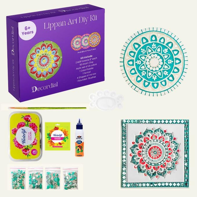 Decordial 12 Square mandala art and lippa art materials kit Combo craft materials kit for Adults Kids lippan art clay for lipan art diy kits for adults art and craft materials arts kit for Girls 912 lippan Art Materials kit Craft Wall Hangings Wall DecorHome Decor Items for Wall