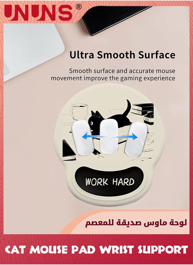 UNUNS Cat Mouse Pad Wrist Support,Ergonomic Mouse Pad With Rubber Base,Anime Mousepad For Home/Office/Gaming/Working/Computers/Laptop,Easy Typing  - Image 3