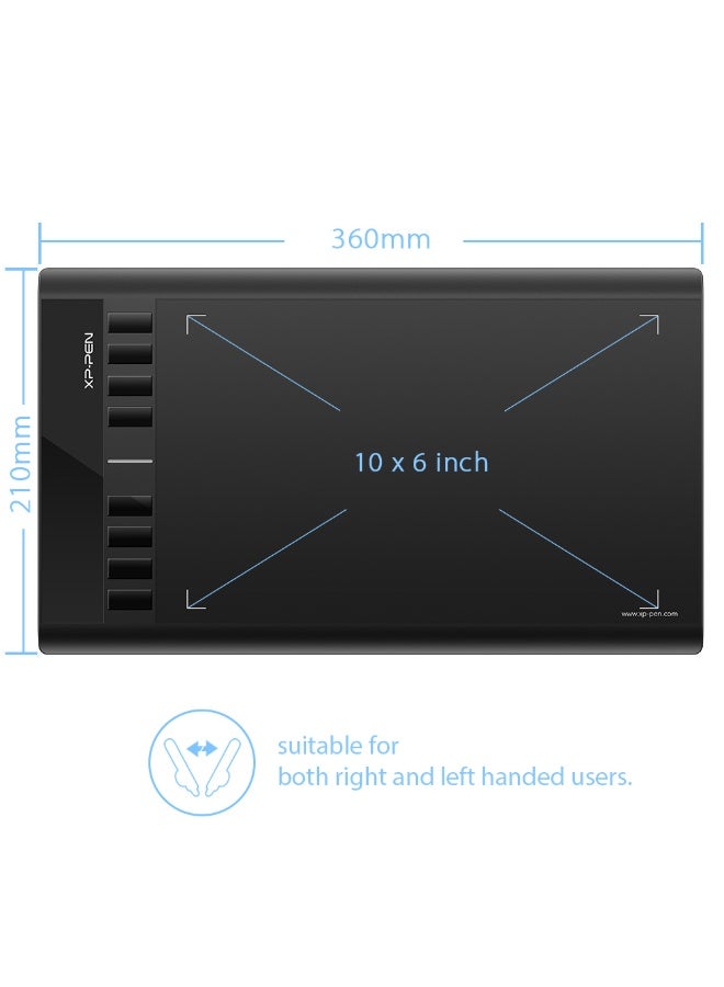 XP-PEN Star03 Drawing Tablet Graphics Drawing Pen Tablet with 8192 Levels Pen Pressure Battery-Free Stylus Passive Pen Signature Board with 8 Hot Keys (Black) - Image 2