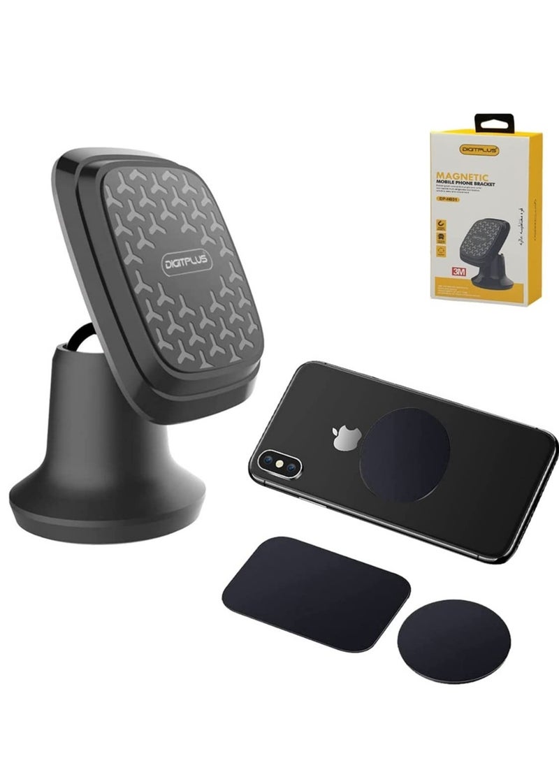 Car phone holder magnet dashboard phone car holder magnetic mount strong suction 360 degree rotation 2 magnetic plates with very strong marantic power compatible with iPhone Samsung Huawei - Image 1