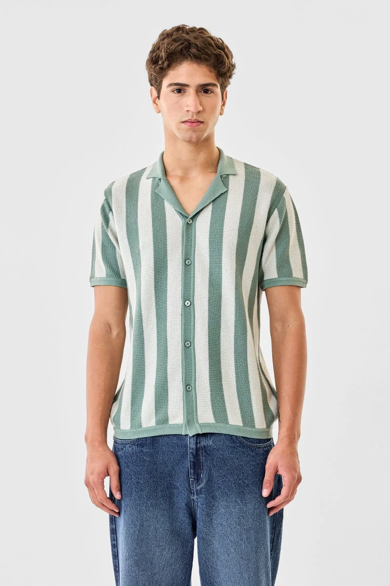 سنيتش قميص قطني محبوك مخطط